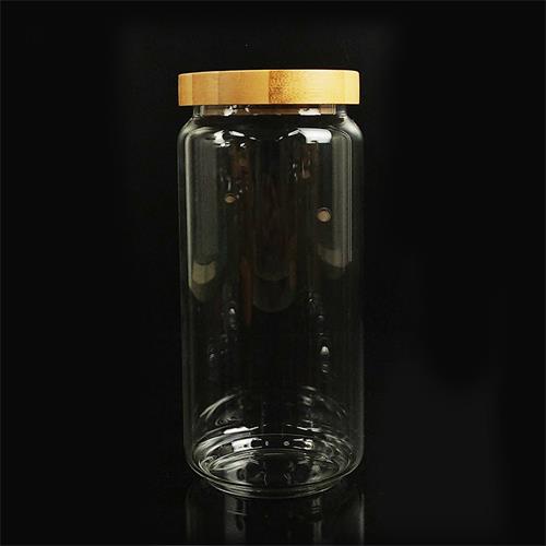 transparent glass storage jar