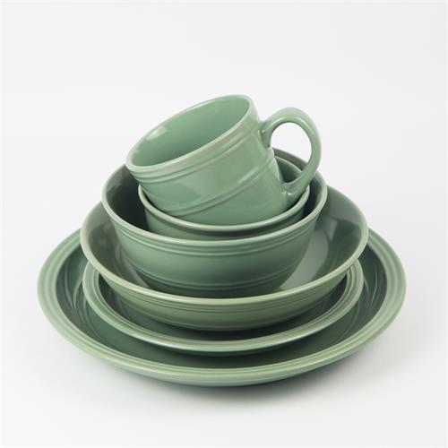 solid glazed embossed tableware