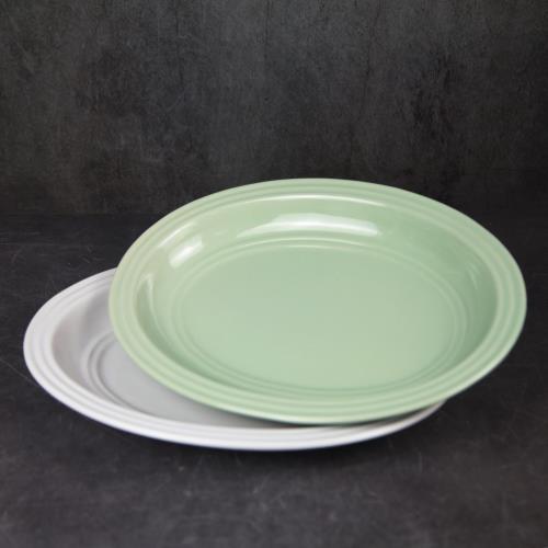 solid glazed embossed ceramic plate