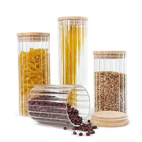 emboss glass storage jar set