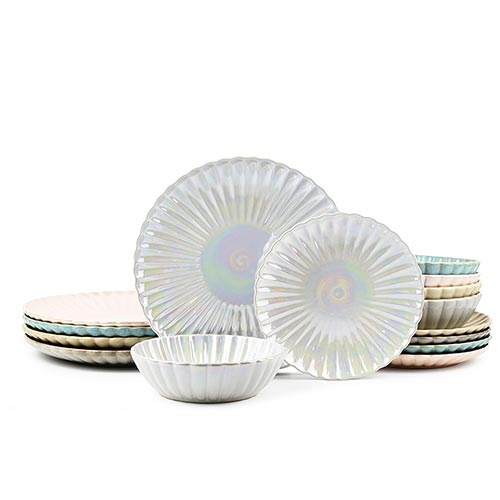 12 pcs metallic pearl dinner set