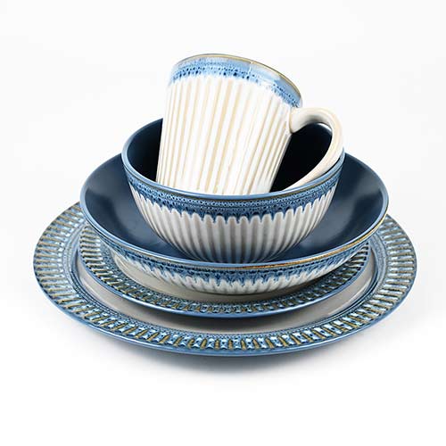 embossed reactive blue dinner set