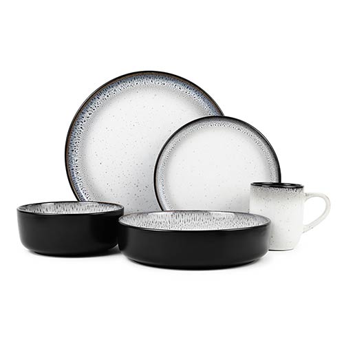 black white reactive dinner plates