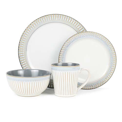 16pcs embossed reactive grey dinner set