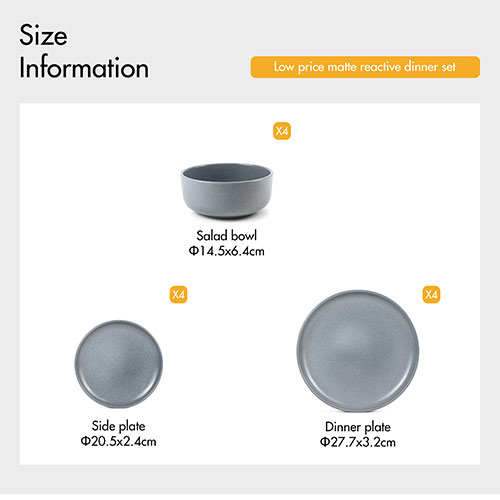 wholesale low price matte reactive dinner set