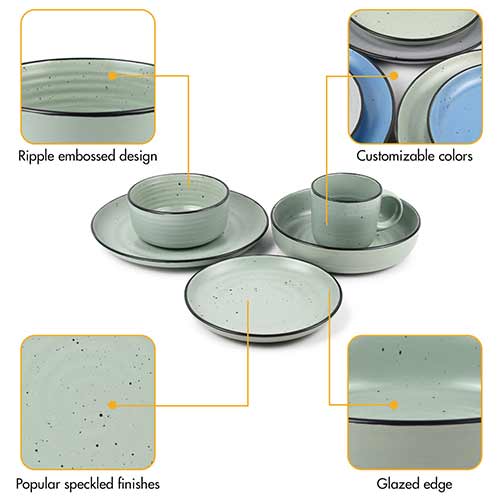 speckle finish dinnerware set