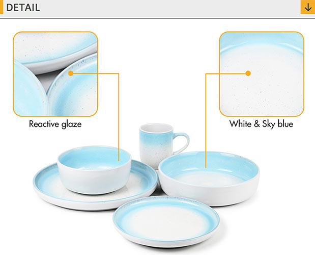 sky blue reactive dinner set