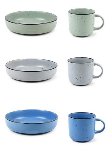 ripple embossed dinner plate mugs