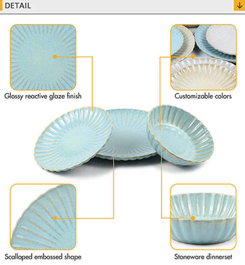 scalloped reactive glaze dinner set