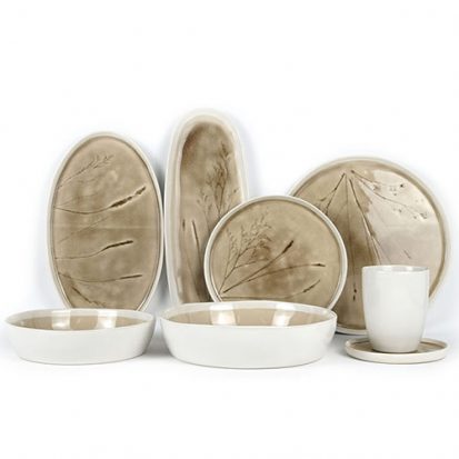 debossed flat bottom crackle glaze dinner set