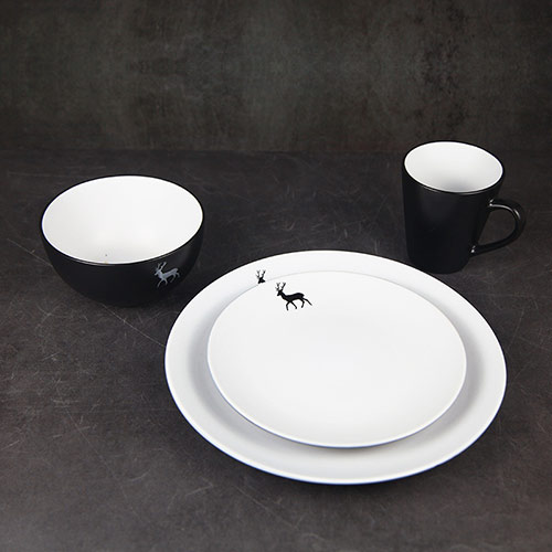 silk print two tone dinnerware